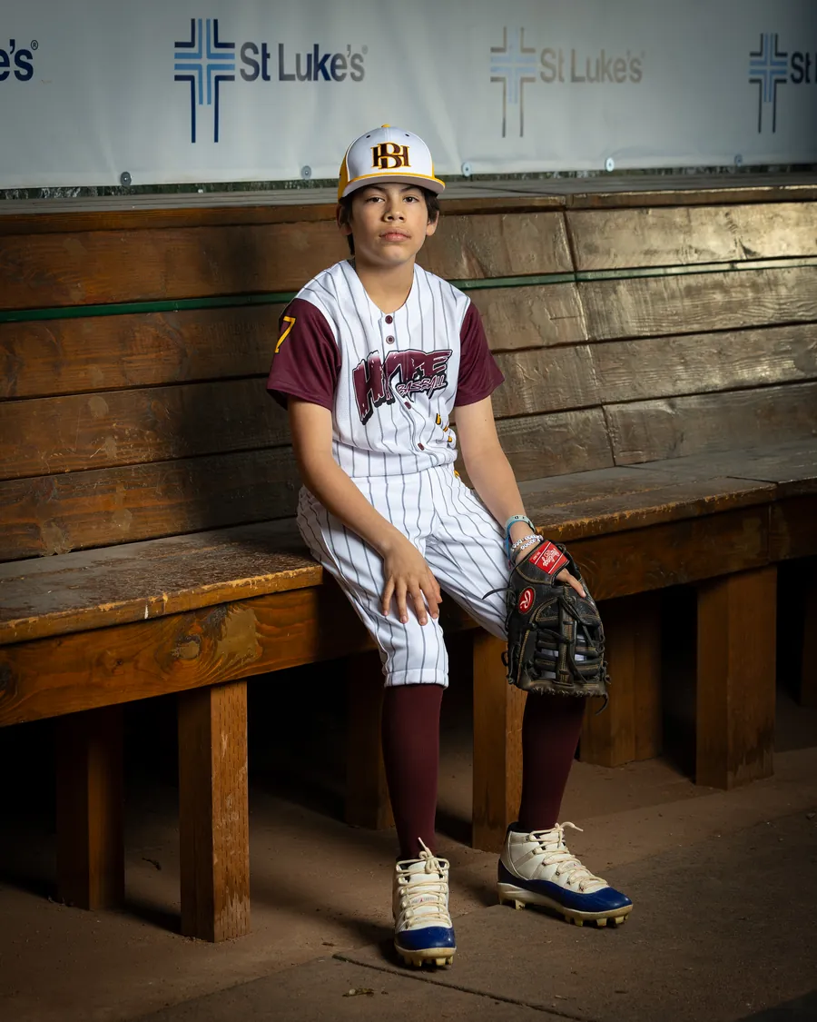 Idaho Hype youth baseball photo session, into the dugout, Boise Idaho