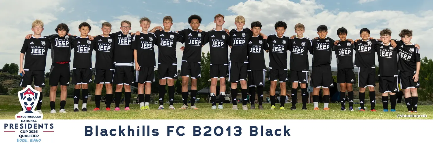 Blackhills FC B2013 Black 8x24 panoramic team print from the Northwest President's Cup