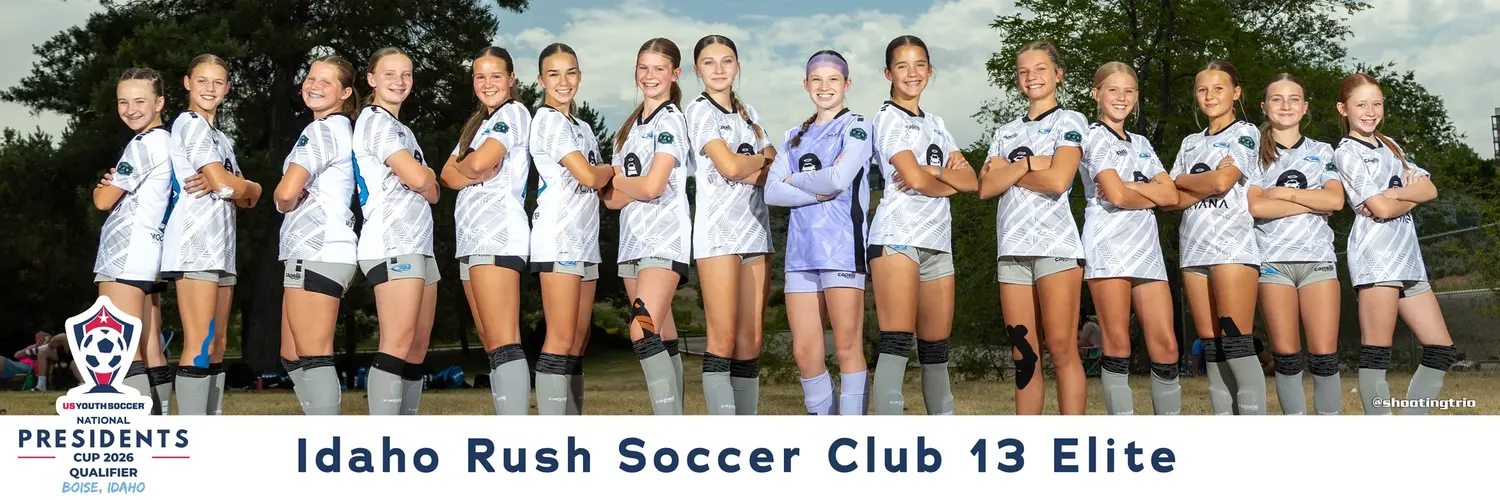 Idaho Rush Soccer Club 13 Elite 8x24 panoramic team print from the Northwest President's Cup