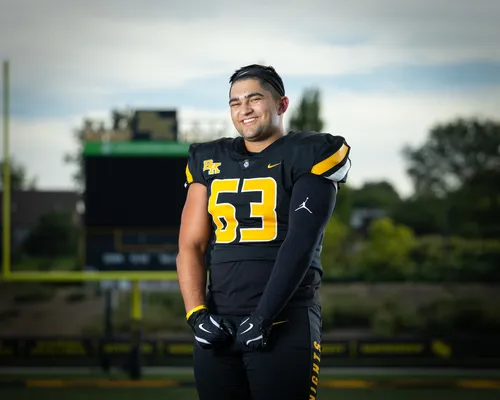 High school football media day portrait with studio lighting, Treasure Valley Idaho