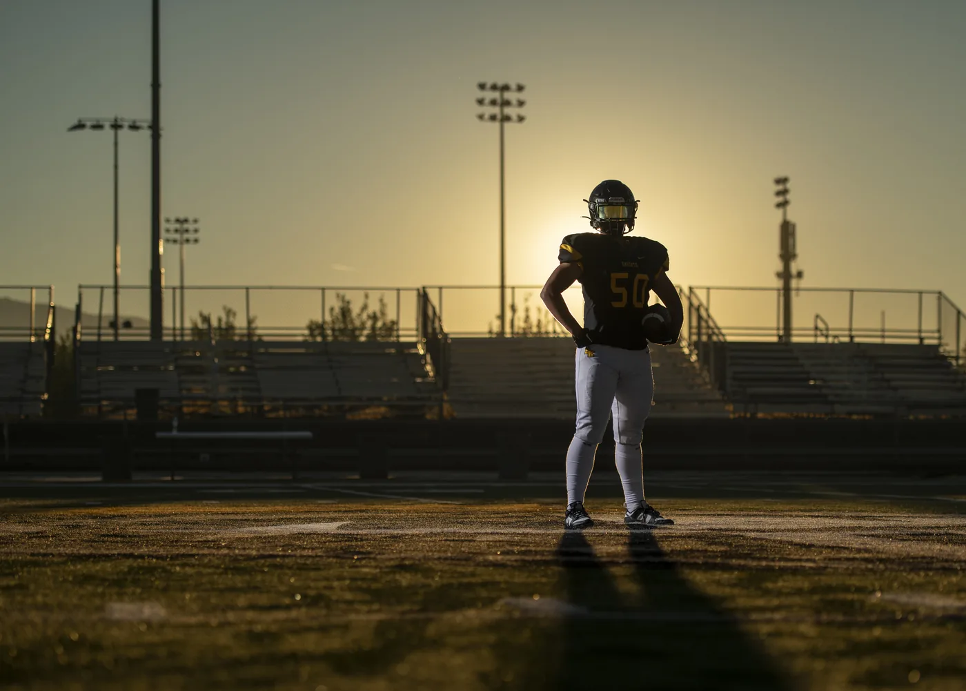 Bishop Kelly football player sunset portrait Boise Idaho