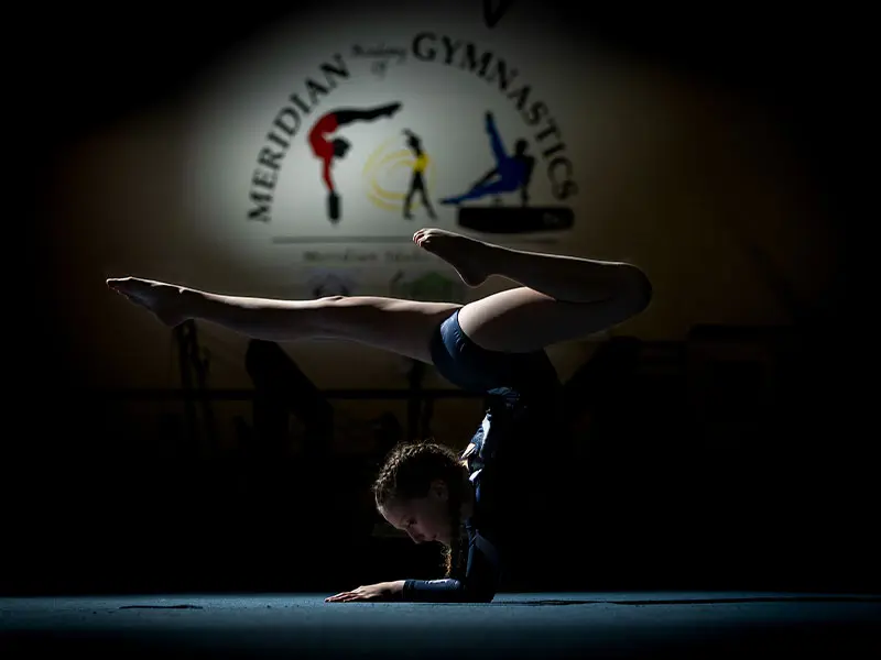Gymnastics floor routine action shot