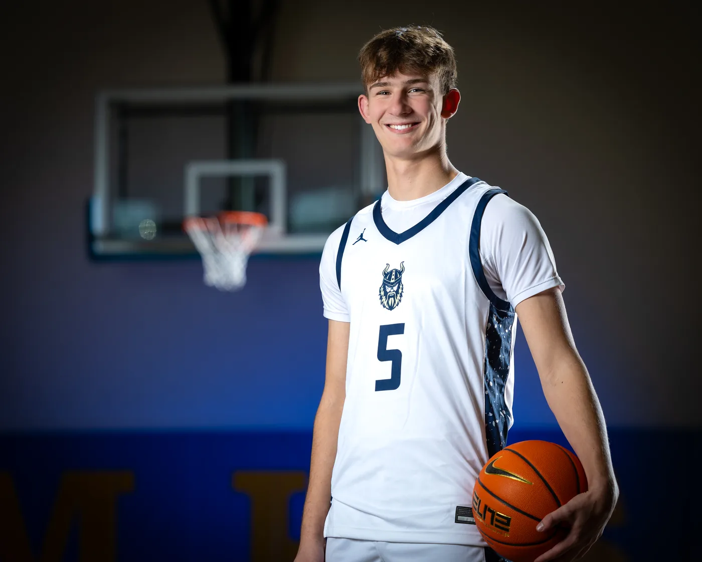 Middleton High School basketball player portrait with basketball Middleton Idaho
